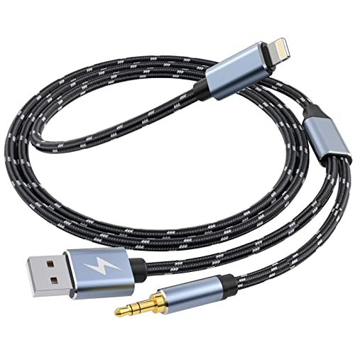 WORLDBOYU Lightning auf 3,5mm Aux Kabel Audio Jack 2-in-1 Ladekabel, funktioniert mit Auto Stereo Lautsprecher Kopfhörer iPhone auf 3,5mm Stereo Aux Kabel, kompatibel mit iPhone 13/12/11/X/8 1M von WORLDBOYU