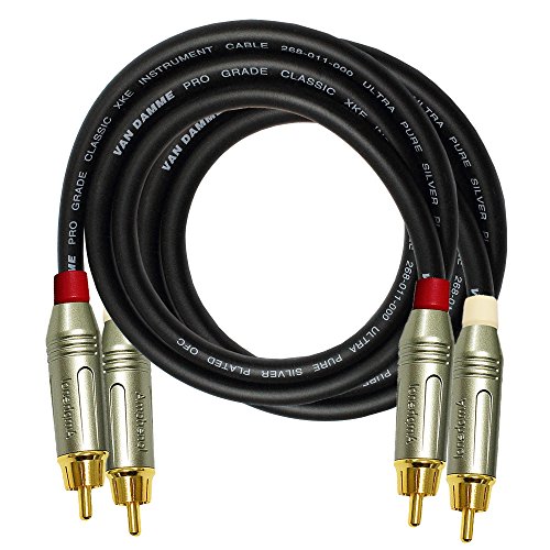 1 Meter RCA Kabel Paar – Van Damme Pro Grade Classic XKE Instrument (Jet Schwarz), Audio Interconnect Kabel mit Amphenol von Druckguß, vergoldet Cinch-Stecker von WORLDS BEST CABLES