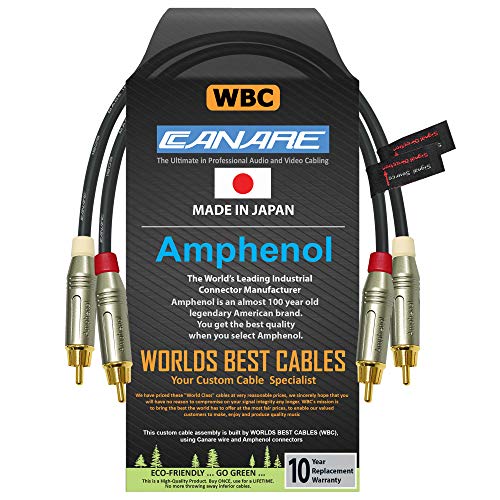 30 cm Cinch-Kabelpaar, hergestellt mit Canare L-4E6S, Star Quad, Audio Interconnect Kabel und Amphenol ACPR-Druckguss, vergoldete Cinch-Stecker – Richtungsdesign für beste Leistung von WORLDS BEST CABLES