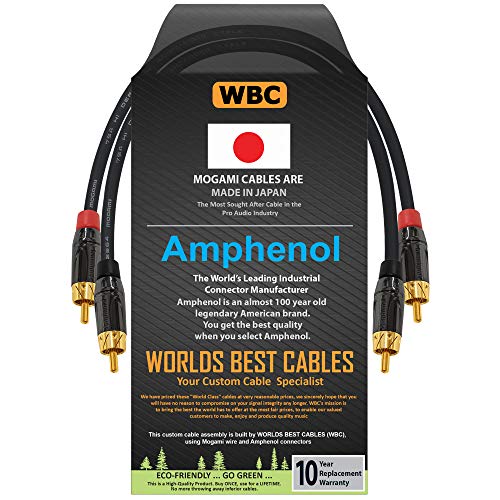 Mogami 2964 High-Definition-Audio-Verbindungskabel und Amphenol-ACPL-ACPL-Gehäuse in Schwarz, verchromt, vergoldete Cinch-Stecker (2 Kabel für linke und rechte Kanäle) 0.5 M von WORLDS BEST CABLES