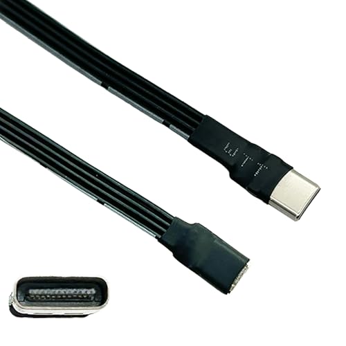 WOURRD USB C Stecker Auf Buchse USB C Flachbandkabel Ladekabel Unterstützung Lade Sync 480mbps Stecker Für Telefon Tablet Kopfhörer von WOURRD