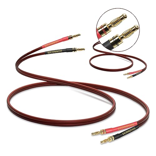 WOWLED Lautsprecherkabel mit vergoldeten Bananensteckern, 2 Pack 2m HiFi OFC 14AWG Lautsprecherkabel mit 4mm Bananensteckern für Audio, A/V Receiver, Heimkino Vintage-Lautsprecher, Verstärker von WOWLED