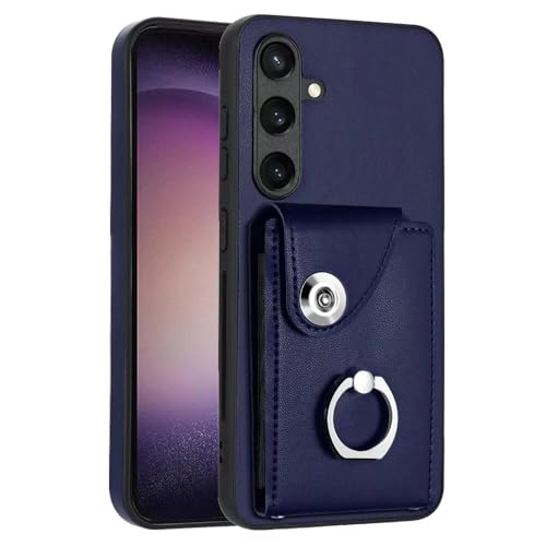 WOWODI für Kompatibel mit iPhone 16 Pro Max Hülle, Handyhülle Leder Klapphülle Flip-Folio-Schutzhülle mit Ringständer, mit Reißverschluss Kabel und Ring Handykette Case - Blau von WOWUDI