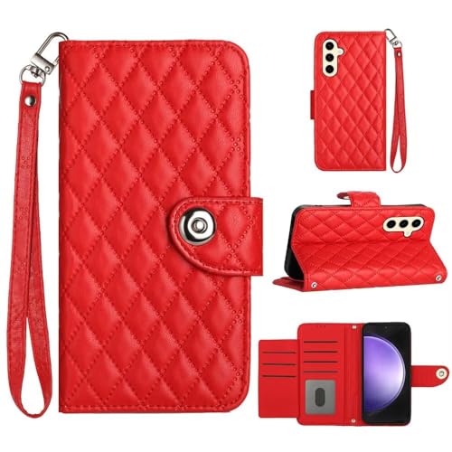 WOWUDI Handyhülle für Honor X5B 4G / X5B+ 4G Hülle RFID Reißverschluss Handy Klappbar Klapphülle Schutzhülle mit Kartenfach Tasche Leder Flip Case Cover - Rot von WOWUDI