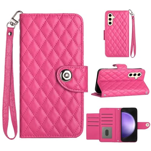 WOWUDI Handyhülle für Samsung Galaxy A6 2018 Hülle RFID Reißverschluss Handy Klappbar Klapphülle Schutzhülle mit Kartenfach Tasche Leder Flip Case Cover - Rosenrot von WOWUDI