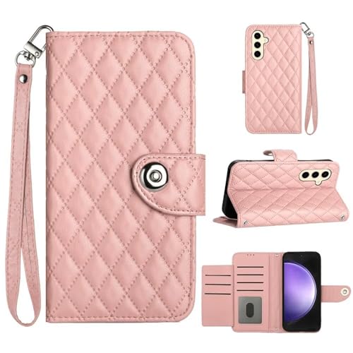 WOWUDI Handyhülle für Samsung Galaxy M35 5G Hülle RFID Reißverschluss Handy Klappbar Klapphülle Schutzhülle mit Kartenfach Tasche Leder Flip Case Cover - Korallenrosa von WOWUDI