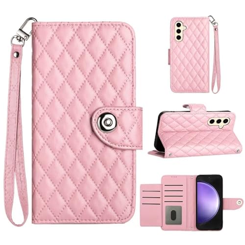 WOWUDI Handyhülle für Samsung Galaxy M52 5G Hülle RFID Reißverschluss Handy Klappbar Klapphülle Schutzhülle mit Kartenfach Tasche Leder Flip Case Cover - Rosa von WOWUDI