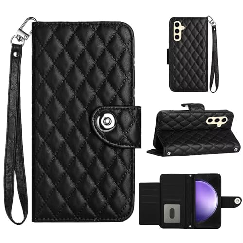 WOWUDI Handyhülle für Samsung Galaxy S24 Ultra Hülle RFID Reißverschluss Handy Klappbar Klapphülle Schutzhülle mit Kartenfach Tasche Leder Flip Case Cover - Schwarz von WOWUDI