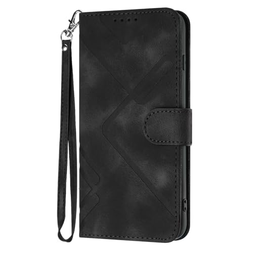 WOWUDI Handyhülle für iPhone 16 Plus,[Standfunktion] [Kartenfächern] Premium Leder Handy Klappbare Stoßfeste Brieftasche Flipcase CoverSchutzhülle Tasche für- Schwarz von WOWUDI