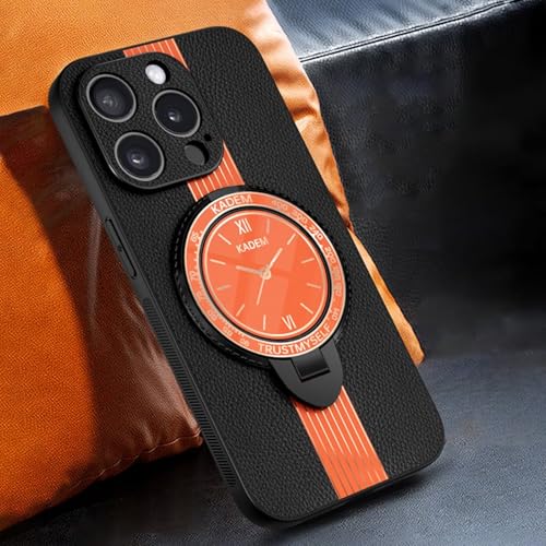 WOWUDI Hülle für Honor X30i Handyhülle mit Zifferblatt-Design und Ring Premium Leder Schutzhülle Bumper Kompatibel mit Magnetic Halterung Stoßfest Case Cover-Orange von WOWUDI