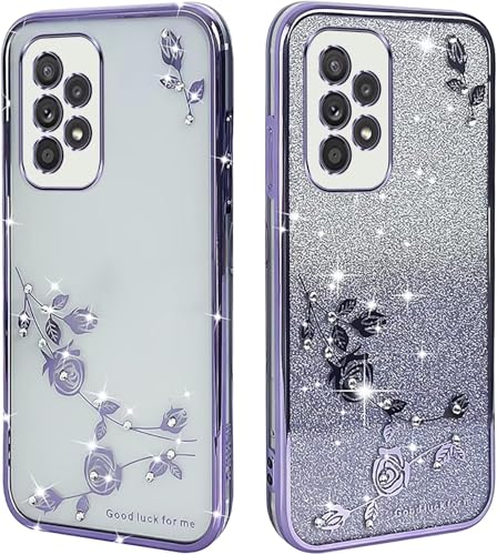 WOWUDI Transparente Glitzerhülle für Huawei NOVA 7 PRO,Handyhülle mit glitzernden Diamanten für Damen und Mädchen,ultradünn,schmal,tragbar,stoßfeste Schutzhülle- Lila von WOWUDI