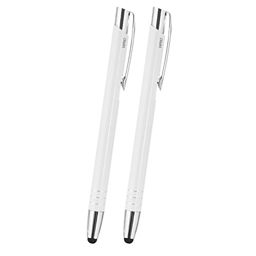 WPRO Toccara | 2-er Set | Kugelschreiber & Eingabe-Stift 2in1 | Smartphone & Tablet | dünne 3D Touch-Screen Stylus-Pen Spitze | Touchpen | weiß von WPRO