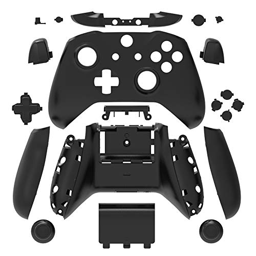 WPS Matte Gehäuse Full Shell Set Frontplatten + ABXY Tasten + RB LB Stoßstangen + Rechts / Links Schienen für Xbox One S Slim (3,5 mm Kopfhörerbuchse) Controller (Schwarz) von WPS