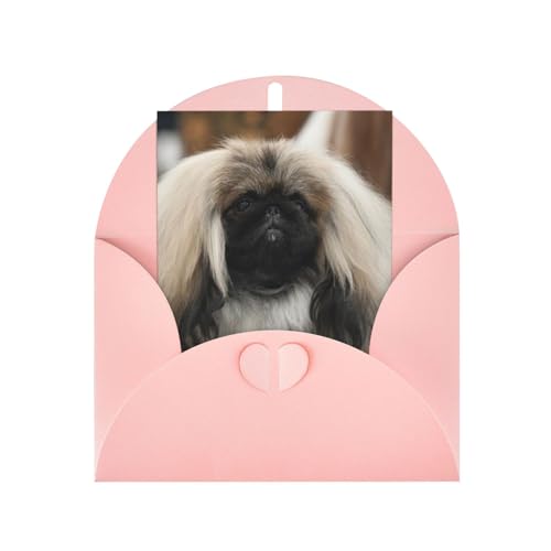 WSHFFILO Pekinese Dog bedruckte Grußkarte Gold mit Umschlag Geburtstagskarte Dankeskarte von WSHFFILO