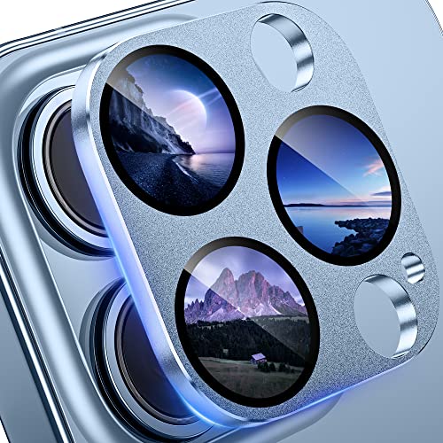 WSKEN für iPhone 13 Pro/iPhone 13 Pro Max Kameraschutz, Matte Einteiliger Aluminiumlegierung Glas Kamera schutz Kratzfestes Cover Zubehör,Sierrablau von WSKEN