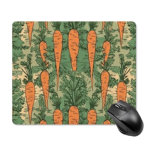 Quadratisches Mauspad mit rutschfester Gummiunterseite, Gaming-Mauspads mit Karottenmuster, wasserdicht, personalisierbar, waschbar, Computer-Mauspads für Laptop, Büro, Arbeit, 22 x 18 cm von WSOIHFEC