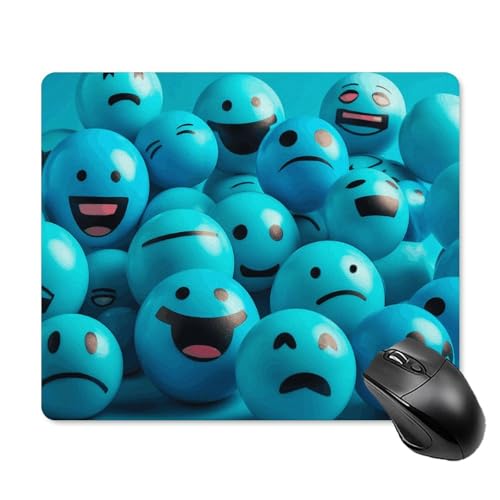 Quadratisches Mauspad mit rutschfester Gummiunterseite, Gaming-Mousepad, Emoticons, waschbar, Computer-Mauspad, wasserdicht, lustiges Mauspad für Laptop, Büro, Zuhause, 18 x 22 cm von WSOIHFEC