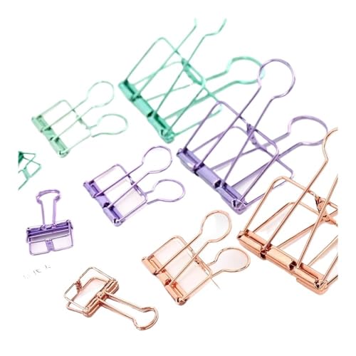 Ordner-Clips in 3 Größen, Gold, Silber, Rosa, Grün, Lila, groß, mittel, klein, für Büro und Arbeitszimmer (Gold, M) von WUJIHE