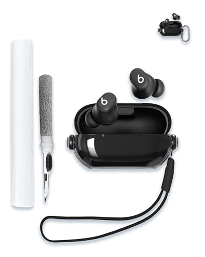 Schutzhülle für Beats Solo-Buds: Kabellose Bluetooth-Ohrhörer, WUNIAK Lock-Design, weiche TPU-Schutzhülle mit Schlüsselanhänger und Reinigungsset für Damen und Herren, stoßfeste Haut, transparent von WUNIAK