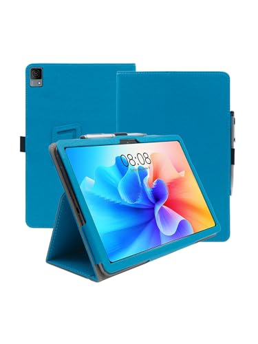 Schutzhülle für Doogee T40 Tablet PC 27,9 cm (11 Zoll), Android 14, verbesserte Version 2024, Premium-Leder, Business-Folio-Schutzhülle mit Handschlaufe für Tablet, Hellblau von WUNIAK