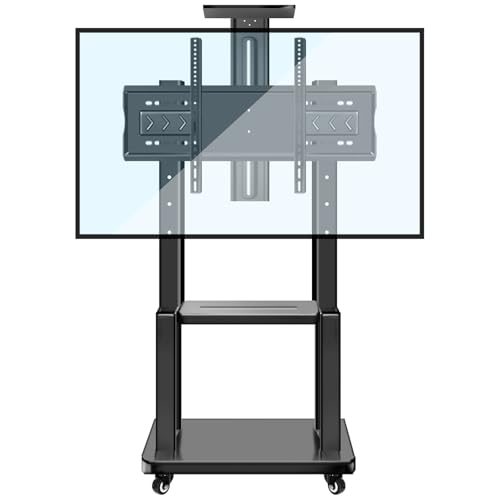 WWERTYY Mobiler TV-Ständer auf Rädern für 81,3–190,5 cm (32–75 Zoll) mit Ablagefach, höhenverstellbar, hält bis zu 180 kg, LED, OLED-Flachbildschirm, Plasma-TV, max. VESA 600 x 450 mm von WWERTYY