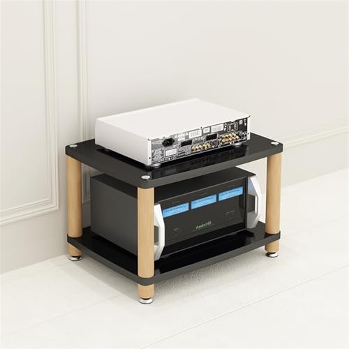 Audio Rack HiFi Regal Verstärkerschrank-Rack, 60 cm Langer Stauraum Für Entertainment-Stereokomponenten/Plattenspieler/Receiver/elektronische Geräte, Eck-Entertainment-Center(Black,2 Layer) von WYJBFA