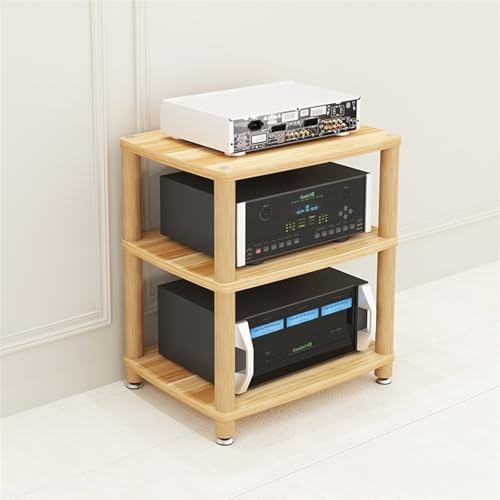 Audio Rack HiFi Regal Verstärkerschrank-Rack, 60 cm Langer Stauraum Für Entertainment-Stereokomponenten/Plattenspieler/Receiver/elektronische Geräte, Eck-Entertainment-Center(Wood,3 Layer) von WYJBFA