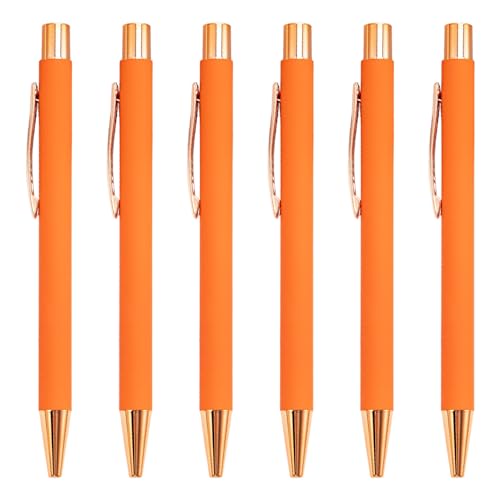 WYLZLKX 6 x Kugelschreiber, 1,0 mm, einziehbarer Kugelschreiber, Rollerball, glattes Schreiben, Schreibwaren, Schule, Bürobedarf, Orange, 6 Stück von WYLZLKX