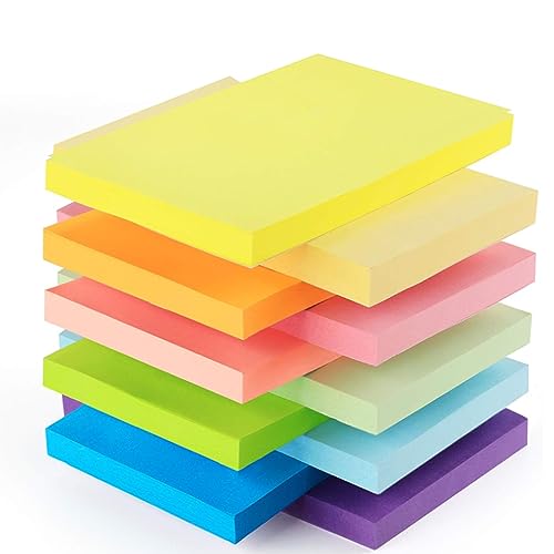 Farbige Haftnotizen, 500 Blatt Sticky Notes, Haftnotizen, Super Sticky Notes für Büro Zuhause Schule Sitzung 76x127mm (10 Farben） von WZHHDM