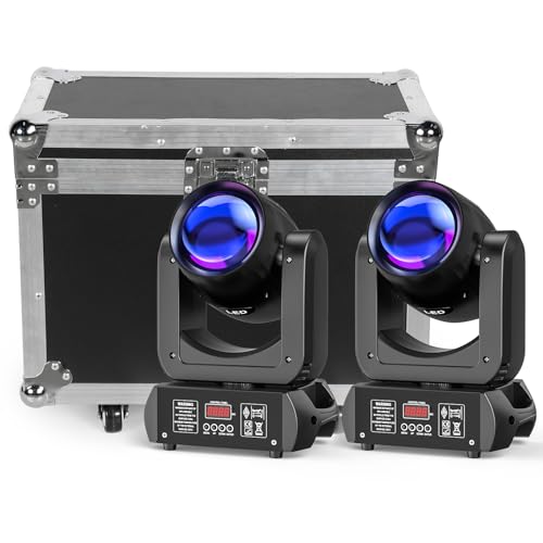 WZYBUTA 2Er Pack 150W Moving Head LED dmx512 Spot Beam RGBW Wash mit 1pc Fly Case Flightcase von WZYBUTA