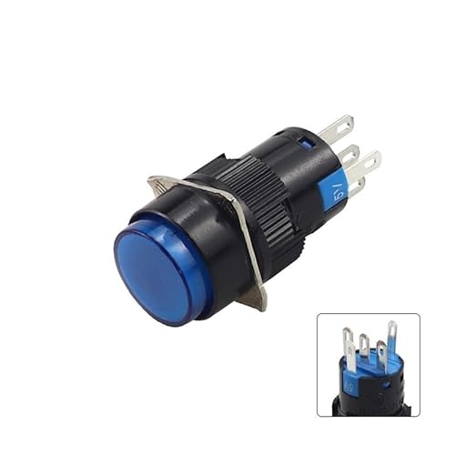 16mm 5V 12V 24V 220V LED Push Button Switch lamp momentary Push button Switch Self locking(Blue,SELF LOCKING_24V) von WZZIMFMZB