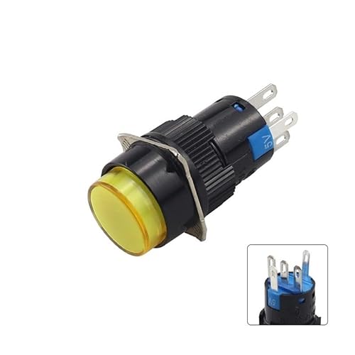 16mm 5V 12V 24V 220V LED Push Button Switch lamp momentary Push button Switch Self locking(Yellow,SELF LOCKING_12V) von WZZIMFMZB