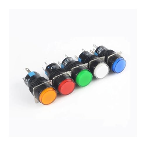 1PC 16MM Round Momentary & Self-Locking Push Light Button Power Switch 1NO1NC 6V 12V 24V 220V Reset 5Pins Power(Blue,SELF-LOCKING_220V) von WZZIMFMZB