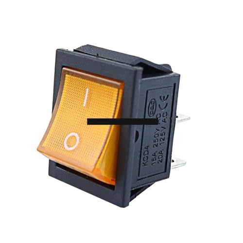 1PCS KCD4-202 boat rocker switch power switch 2Position 4 Pins/6 Pins with light 31x25mm 20A 125VAC 16A 250VAC light switch(Yellow,6 Pins) von WZZIMFMZB