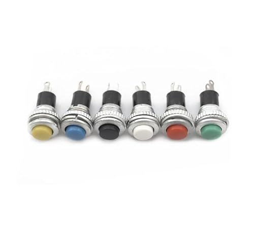 1pcs Black/Green/Yellow/Blue/White/Red OFF-Momentary ON 0.5A 250VAC Remote Control Push Button Switches 10mm DS-316(Yellow) von WZZIMFMZB