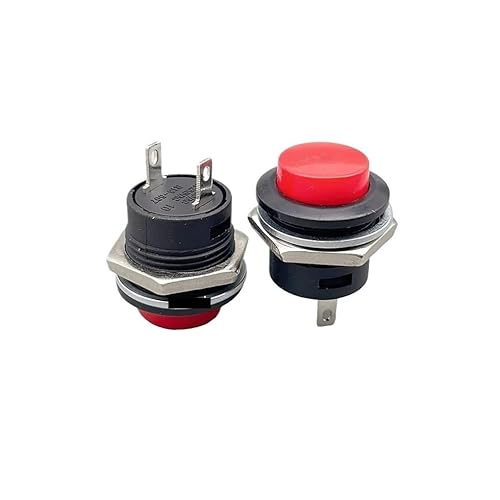 5pcs R13-507 Red Color Momentary Push Button Switch OFF-ON Reset Switch 16MM 3A 250V AC Non Locking Switches Round Button(Red) von WZZIMFMZB