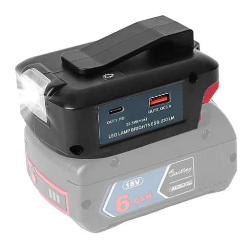 Adp05 Power Source Battery Adapter Arbeitslichtkonverter für Bosch 18 V Akku mit einem Paar USB-Telefon-Ladegerät-Schnittstelle, mit schnurloser DC-Port-Taschenlampe von Waitley