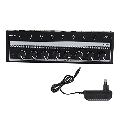 Wakects Kopfhörerverstärker, 8-Kanal-Stereo-Kopfhörerverstärker, Mini-Kopfhörer-Splitter, Verstärker-Mixer-Zubehör, Stereo-Verstärker für Audio-Mixer (EU-Stecker) von Wakects