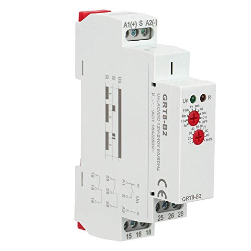 Wakects Multifunktions Zeitrelais, GRT8-B2 Wechselstrom Einzelfunktion Zeitrelais AC230,AC/DC 12V-240V,für inschaltverzögerung und Verzögerungsabschaltung (AC/DC12V-240V) von Wakects