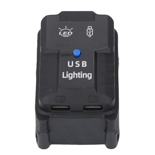 Walfront USB-Ladegerät-Akku-Adapter, 2 X 5 V 2,1 A USB-Anschlüsse, 18 V Akku-Adapter mit Licht für DCB141 A9, DCB127 A9, Handy-Ladegerät-Akku-Adapter von Walfront