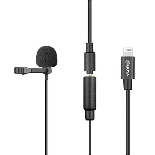 Walimex pro Boya M2 Ansteck Mikrofon für iOS kleines, leistungsstarkes Lavaliermikrofon 50 Hz 20 kHz für iOS Geräte, Lightning-Adapterkabel auch zum Digitalisieren geeignet schwarz von Walimex pro