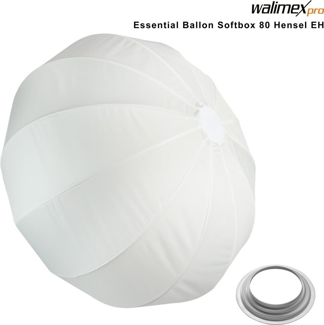 Walimex pro Essential Ballon Softbox 80cm + Softboxadapter für Hensel Expert, schnell öffnender 360° Lichtdiffusor, inkl. Bowens Adapter, kompatibel mit allen gängigen Dauerlichter mit Bowensanschluss (1023497) von Walimex