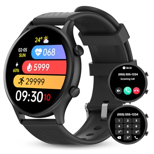 WalkerFit Smartwatch Herren mit Telefonfunktion: 1.39“ Fitnessuhr, Armbanduhr Wasserdicht Schrittzähler mit Pulsmesser/Schlafmonitor/120+ Sportmodi Fitness Tracker für Android iOS von WalkerFit