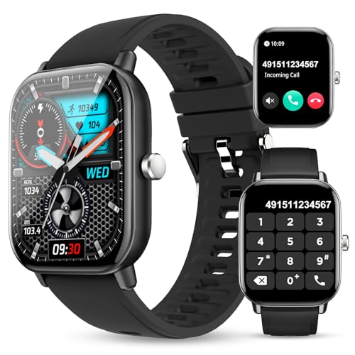 WalkerFit Smartwatch Herren mit Telefonfunktion: 2 Zoll Touchscreen Fitnessuhr, Armbanduhr für Schrittzähler Pulsuhr Schlafmonitor Sportuhr, Wasserdicht Fitness Smart Watch für Android iOS von WalkerFit