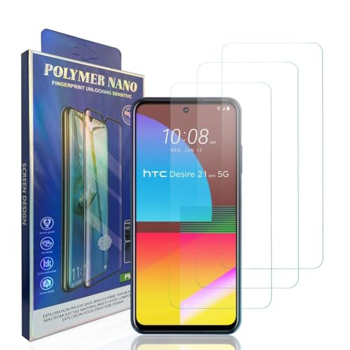 WallDector Stücke Schutzfolie kompatibel mit HTC Desire 21 Pro 5G, Gehärtetem Glas Härtegrad 9H Schutzfolie, Blasenfrei,Panzerfolie, Glas Folie, Displayschutzfolie für HTC Desire 21 Pro 5G [3 Stück] von WallDector