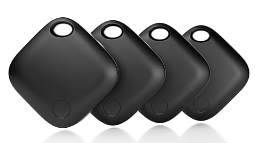 WALLTRUST 4 Stück Schlüsselfinder Tracker Kompatibel mit Apple Wo ist? APP (iOS) iPhone und iPad – Bluetooth Schlüsselfinder Schlüsselanhänger Gadget in Schwarz für Taschen Tiere Schlüssel von WallTrust RFID- / NFC-Schutz vor Datenklau
