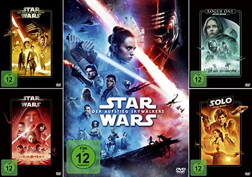 Star Wars Paket - Das Erwachen der Macht (7) + Die letzten Jedi (8) + Der Aufstieg Skywalkers (9) + (Rogue One + Solo - Star Wars Story) [5-DVD] von Walt Disney Company Germany GmbH