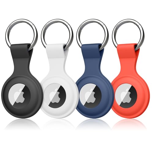 【4 Stück】 Wanme Hülle für Apple AirTag Anhänger mit Schlüsselanhänger, AirTags Silikon Tragbar Keyring Abdeckung, Schutzhülle für Apple AirTag Case Tracker (FPack) von Wanme