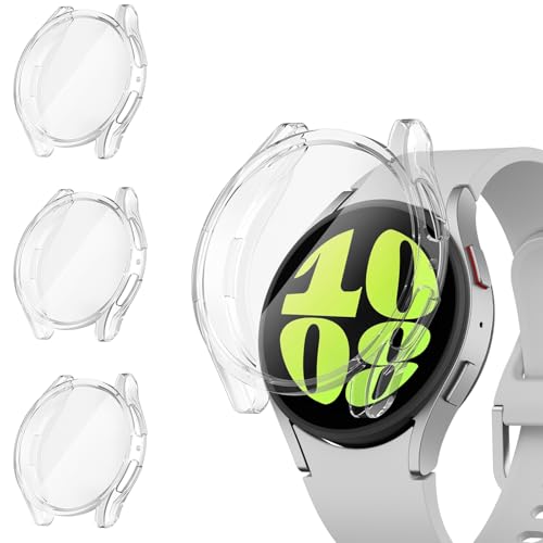 Wanme 3 Stück Hülle für Samsung Galaxy Watch 6 40mm / 44mm Schutzhülle, Hülle mit Schutzfolie,Weiche TPU Schutzhülle für Einfache Installation, Vollständige Abdeckung Case für Galaxy Watch 6 40mm/44mm von Wanme