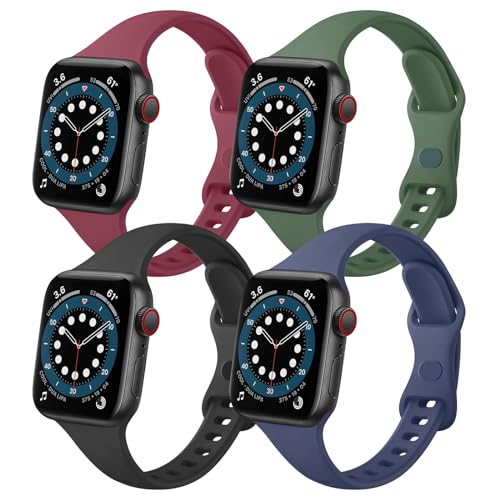 Wanme Armband für Apple Watch Armband 38mm 40mm 41mm 42mm 44mm 45mm 49mm Damen Herren, Silikon Armbänder Classic Sport Ersatz Uhrenarmband für iWatch Series Ultra 9 8 7 6 5 4 3 2 1 SE von Wanme